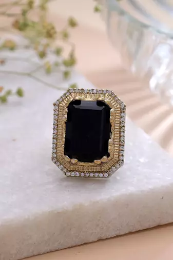 Black color american diamond ring party wear style