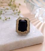 Black color american diamond ring party wear style