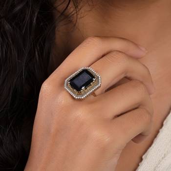 Black color american diamond ring party wear style 2