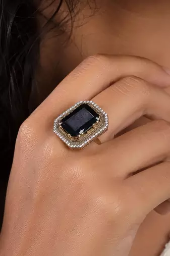 Black color american diamond ring party wear style