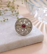 Pink color american diamond ring luxury crystal finish