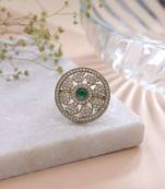 Green color american diamond ring sparkling jewelry style