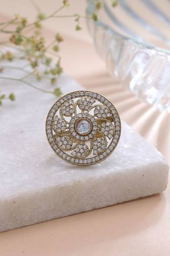 White color american diamond ring bridal crystal style