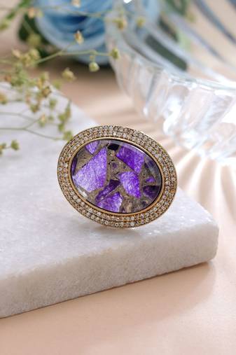 Purple color american diamond ring designer jewelry style