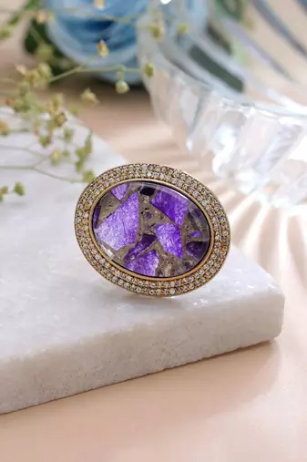 Purple color american diamond ring designer jewelry style