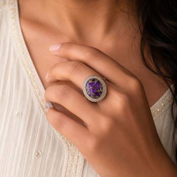 Purple color american diamond ring designer jewelry style 2