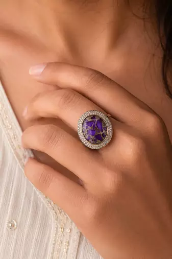 Purple color american diamond ring designer jewelry style