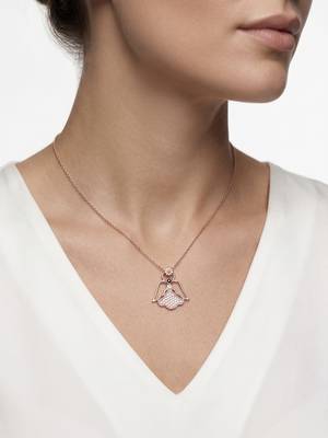925 Sterling Silver Rose Gold Plated Angel Pendant Necklace Set  for Women 1