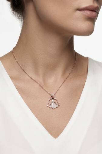 925 Sterling Silver Rose Gold Plated Angel Pendant Necklace Set  for Women
