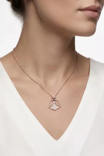 925 Sterling Silver Rose Gold Plated Angel Pendant Necklace Set  for Women