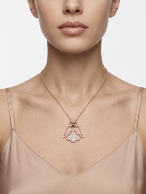 925 Sterling Silver Rose Gold Plated Angel Pendant Necklace Set  for Women 5