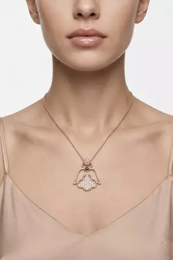 925 Sterling Silver Rose Gold Plated Angel Pendant Necklace Set  for Women