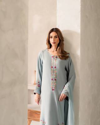 Women's Gorgeous Thread Work Chanderi Silk Fabric Straight Kurta Pant and Dupatta Set 2