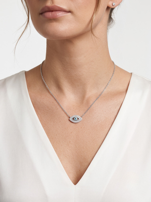 925 Sterling Silver Rhodium Plated Evil Eye Pendant Necklace Set  for Women  1