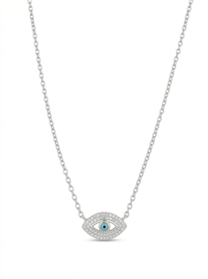 925 Sterling Silver Rhodium Plated Evil Eye Pendant Necklace Set  for Women  2