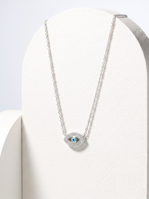 925 Sterling Silver Rhodium Plated Evil Eye Pendant Necklace Set  for Women  4