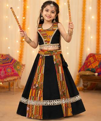 Black rayon & roman silk mirrorless chaniya choli for navratri festival 1