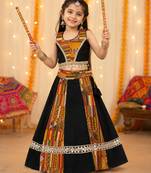 Black rayon & roman silk mirrorless chaniya choli for navratri festival