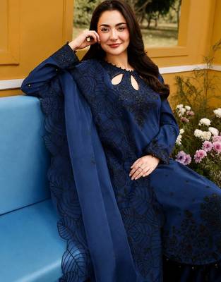 Blue Color Embroidery And Sequence Work Satin Salwar Suit 1