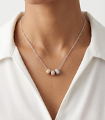 925 Sterling Silver Tri-Color CZ Bead Pendant Necklace Set for Women