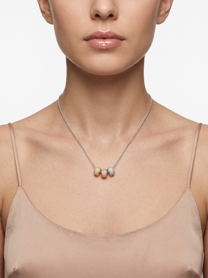 925 Sterling Silver Tri-Color CZ Bead Pendant Necklace Set for Women 3