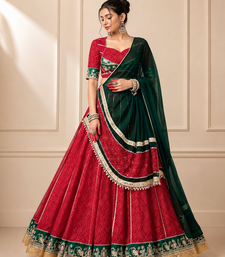 Red Bandhej Foil Print Georgette Navratri Lehenga Choli