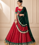 Red Bandhej Foil Print Georgette Navratri Lehenga Choli