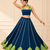 Blue Rayon Gamthi Work Navratri Lehenga Choli