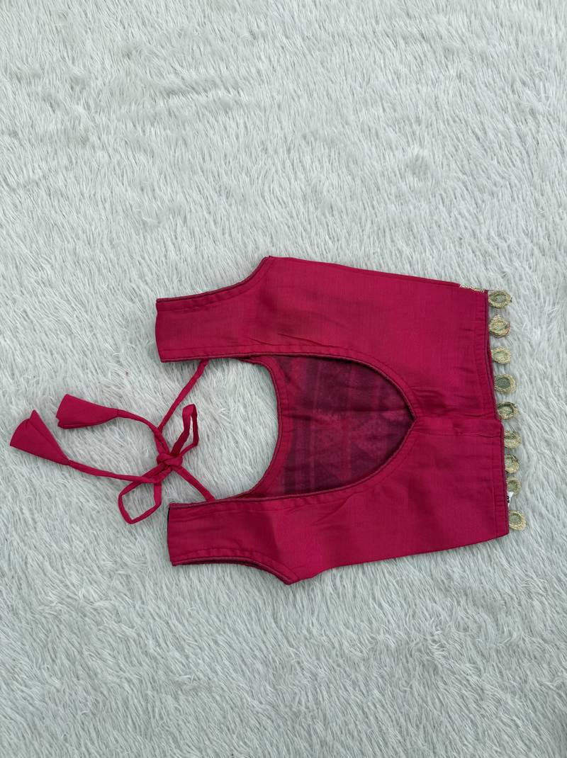 Pink rayon & roman silk mirrorless chaniya choli for navratri festival