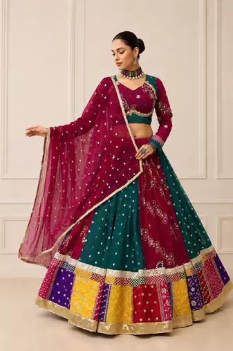 Multicolor Vintage Fox Georgette Embroidered Chaniya Choli