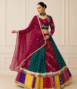 Multicolor Vintage Fox Georgette Embroidered Chaniya Choli