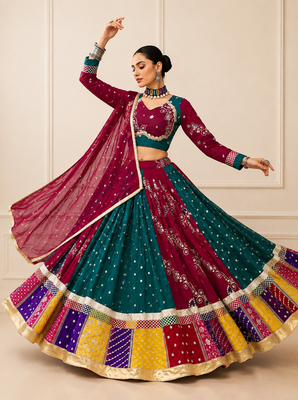 Multicolor Vintage Fox Georgette Embroidered Chaniya Choli 2