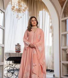Embroidered Chanderi Silk Flared Anarkali Pant and Dupatta Set