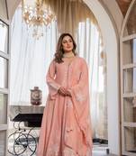 Embroidered Chanderi Silk Flared Anarkali Pant and Dupatta Set