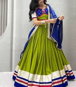 Paroot Green Pure Cotton Navratri Lehenga Choli