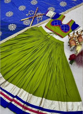 Paroot Green Pure Cotton Navratri Lehenga Choli 2