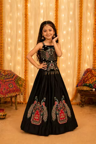 Black reyon kid's chaniya choli for navratri