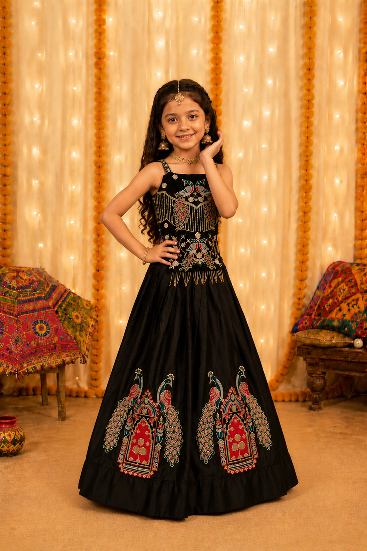 Black reyon kid's chaniya choli for navratri
