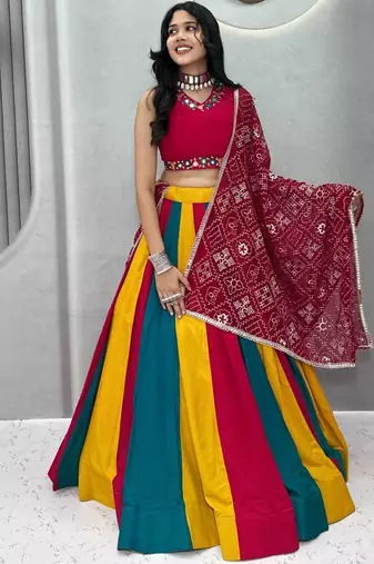 Multicolor Pure Cotton Navratri Lehenga Choli