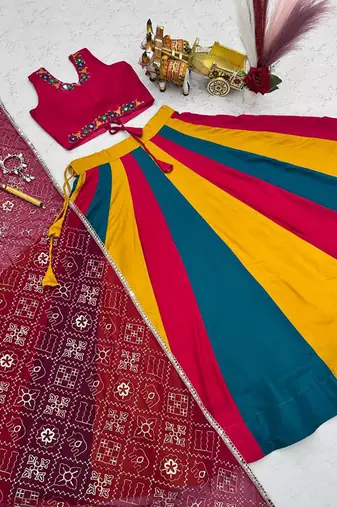 Multicolor Pure Cotton Navratri Lehenga Choli