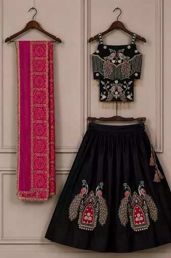 Black reyon kid's chaniya choli for navratri