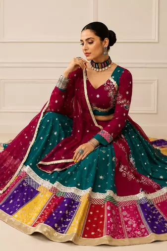 Multicolor Vintage Fox Georgette Embroidered Chaniya Choli