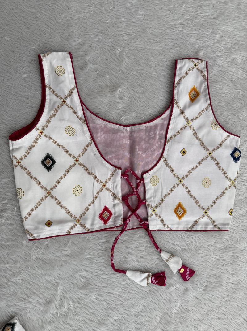 Pink rayon cotton printed chaniya choli for navratri for kid