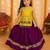 Kids yellow rayon cotton embroidered koti with roman silk chaniya choli for navratri