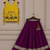 Kids yellow rayon cotton embroidered koti with roman silk chaniya choli for navratri
