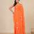 orange printed cotton blend soft saree