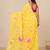 yellow printed cotton blend soft saree