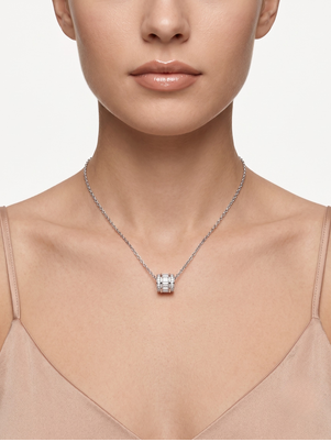 925 Sterling Silver Rhodium Plated Baguette CZ Barrel Pendant Necklace  Set for Women 3