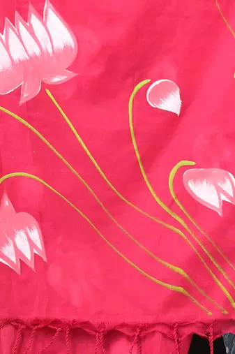 pink printed cotton blend soft saree