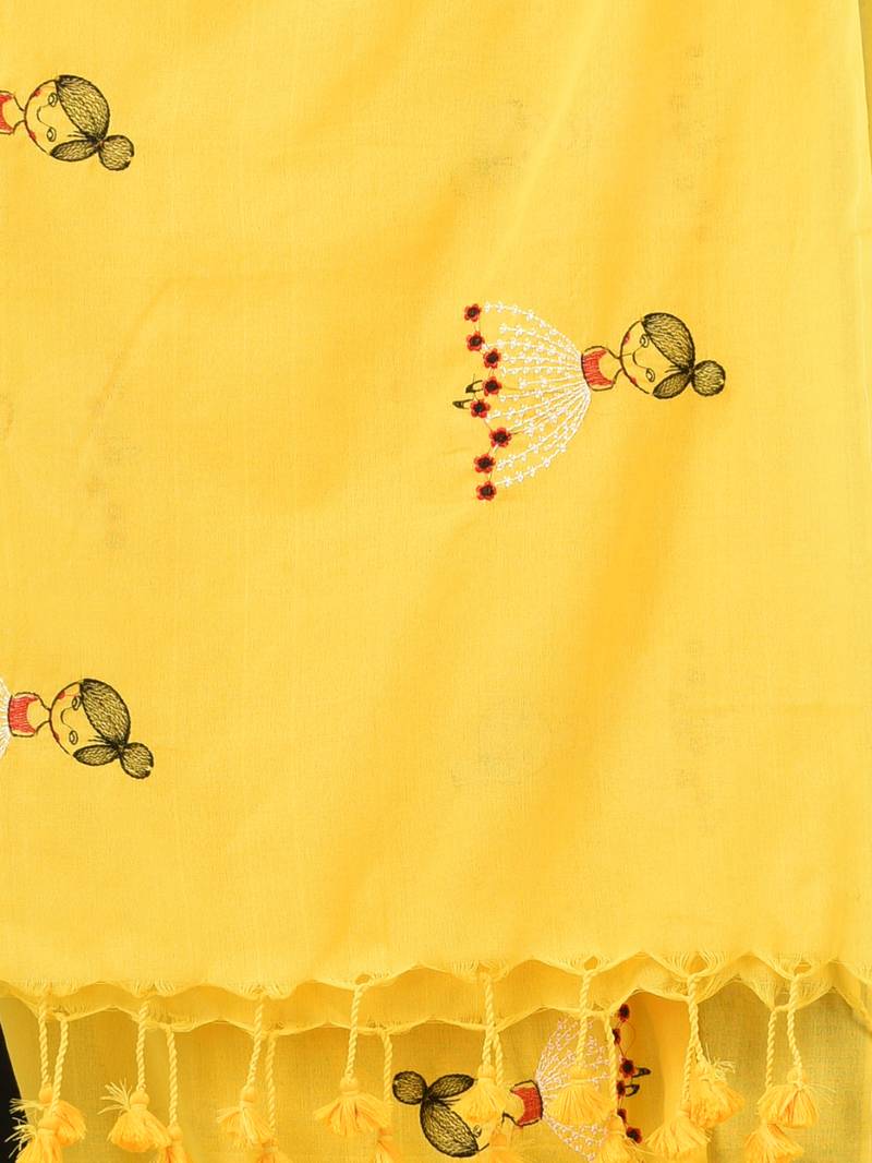 yellow ethnic motifs cotton blend soft saree
